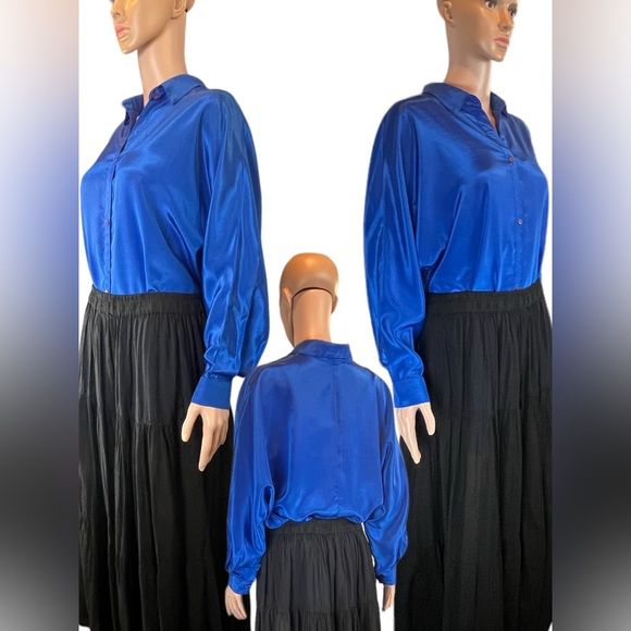 AnNa Clothing Tunic Long Sleeve Button Down, Blue |2X - Picture 4 of 16